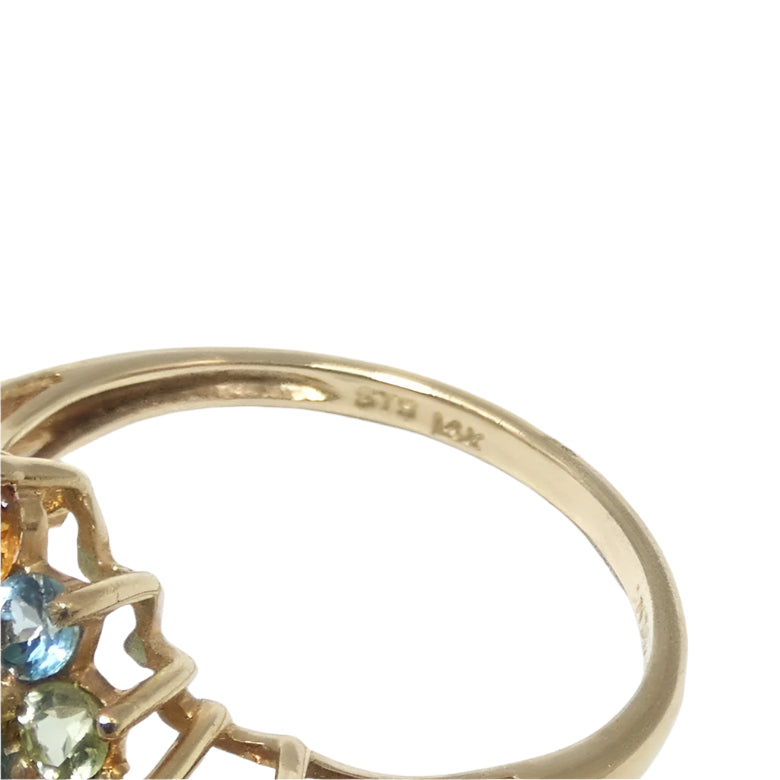 14K Gold Ring with Multi Gem Stones