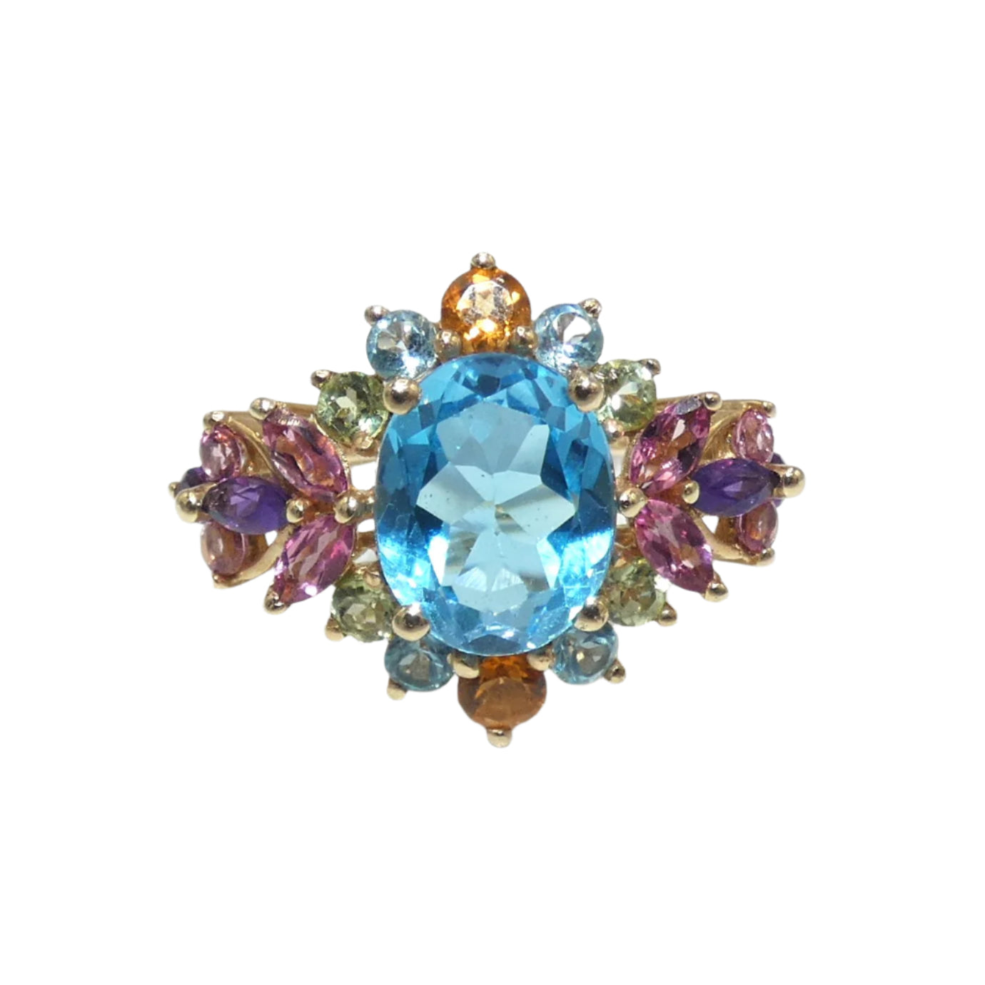 14K Gold Ring with Multi Gem Stones