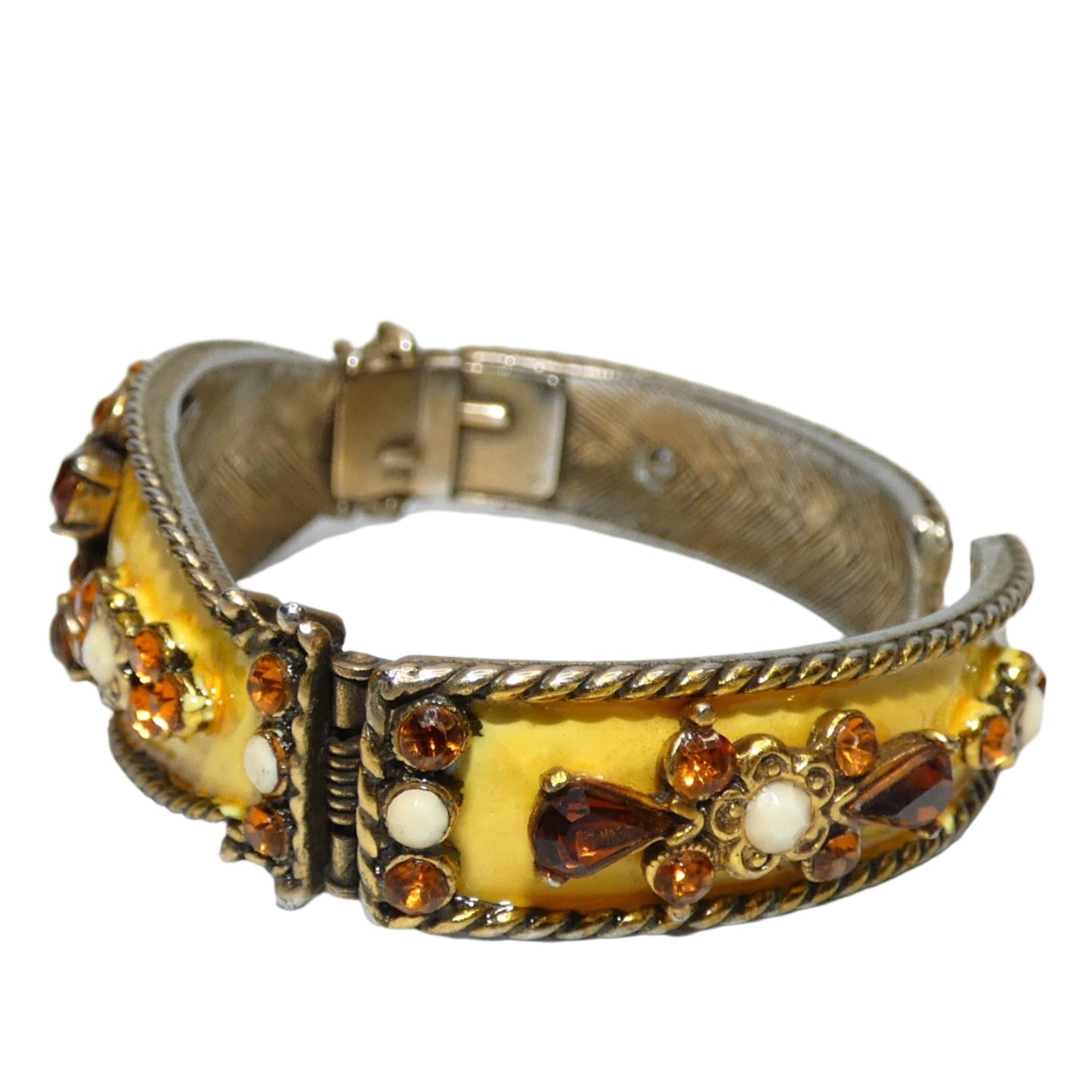 Tura for Christian Dior Yellow Enamel Bracelet & Earrings