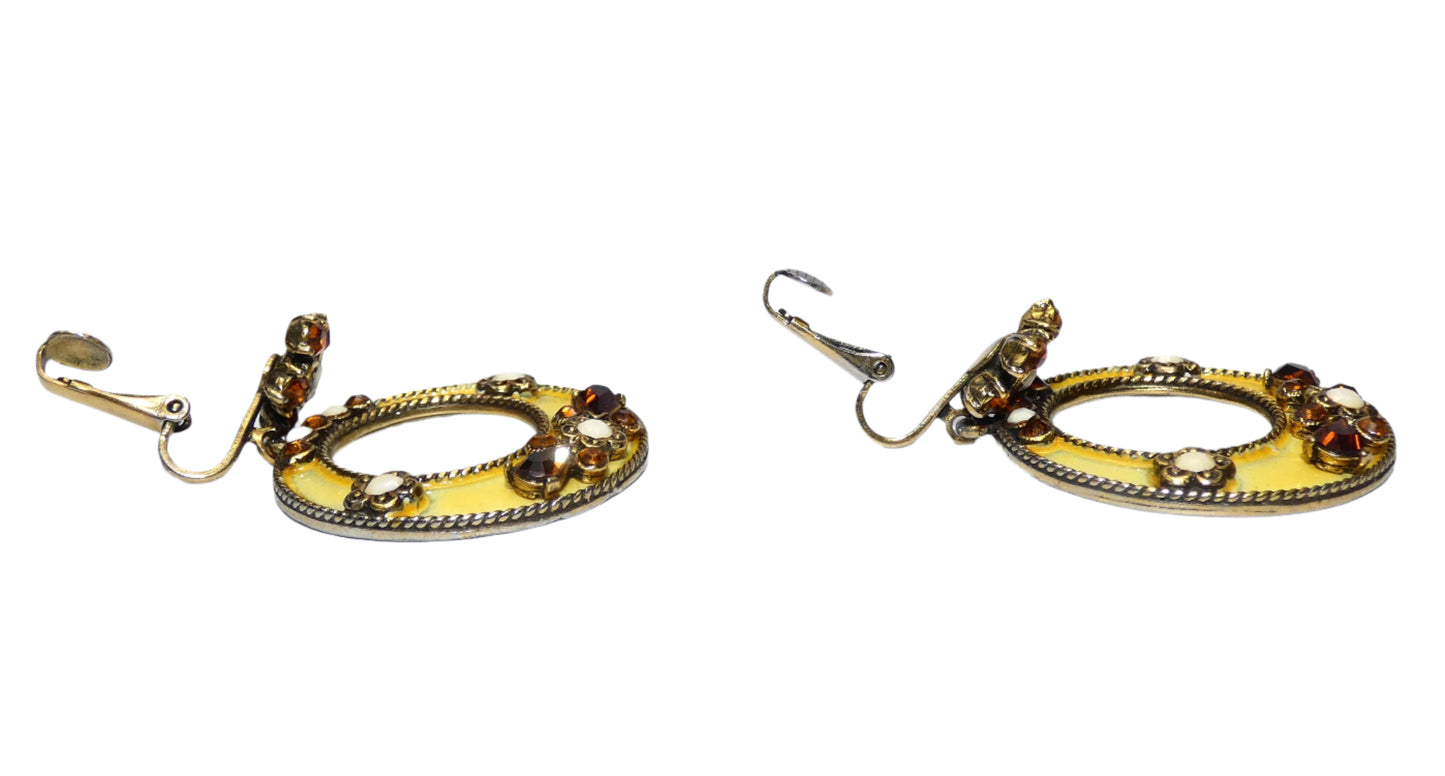 Tura for Christian Dior Yellow Enamel Bracelet & Earrings