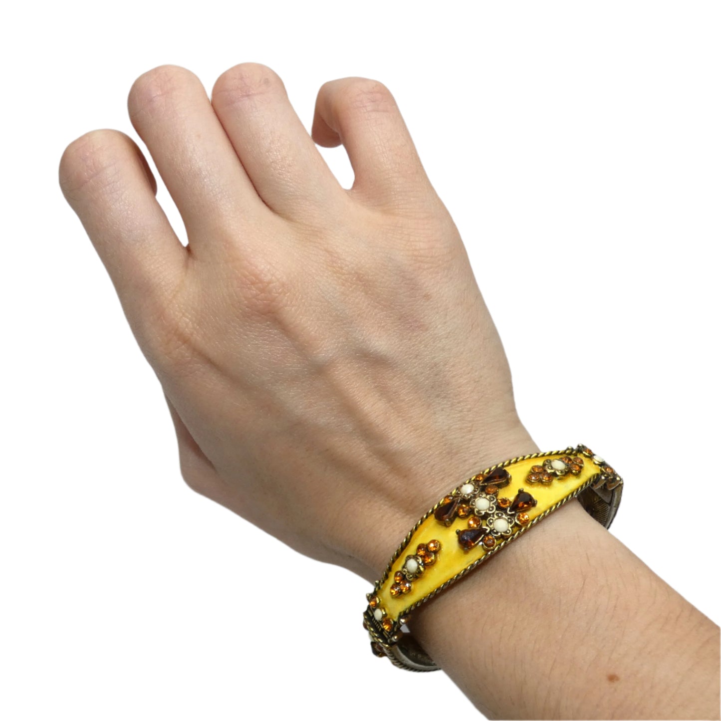 Tura for Christian Dior Yellow Enamel Bracelet & Earrings