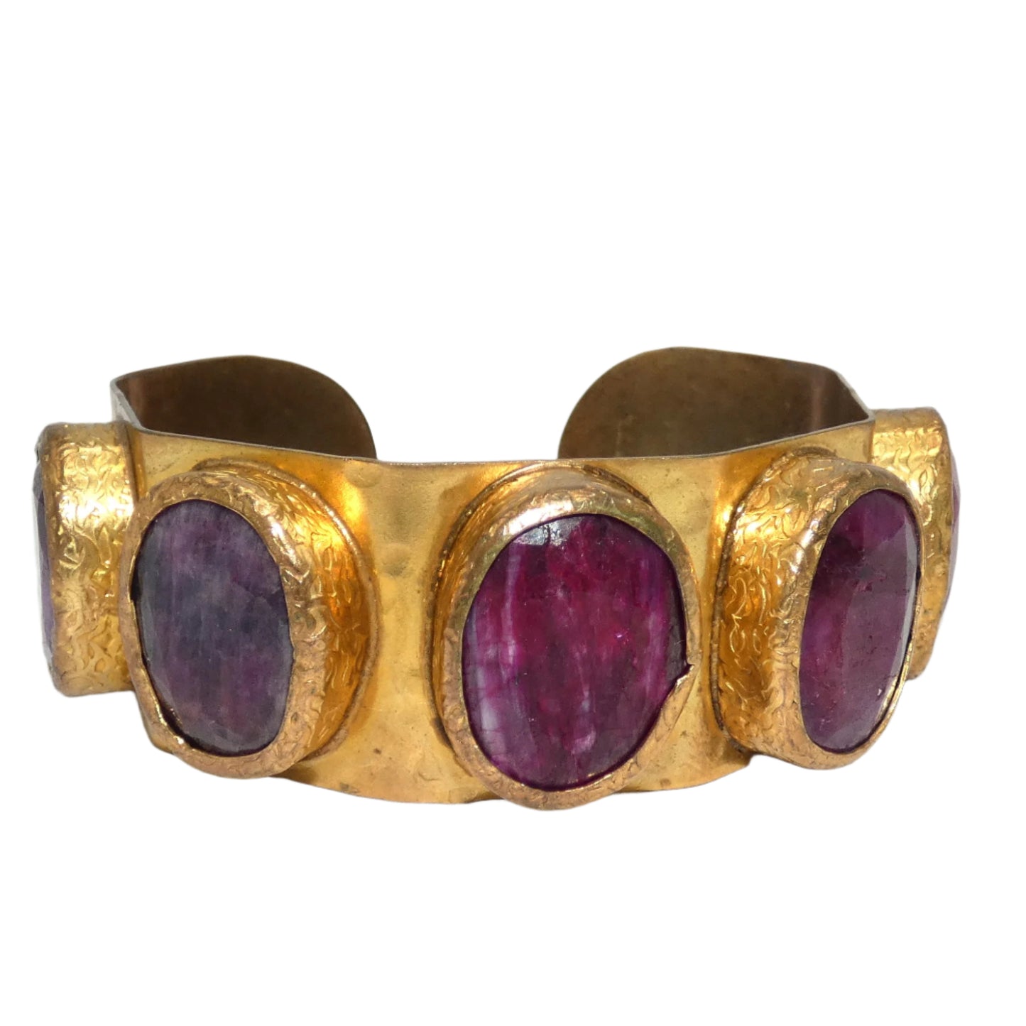 Custom Ruby & Amethyst Brass Cuff