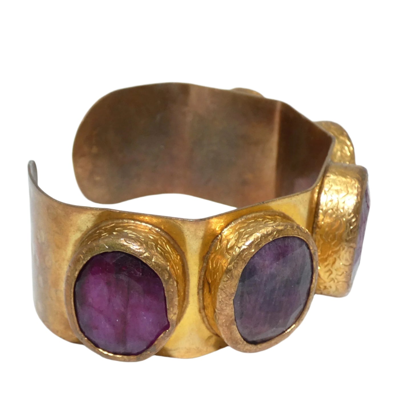 Custom Ruby & Amethyst Brass Cuff