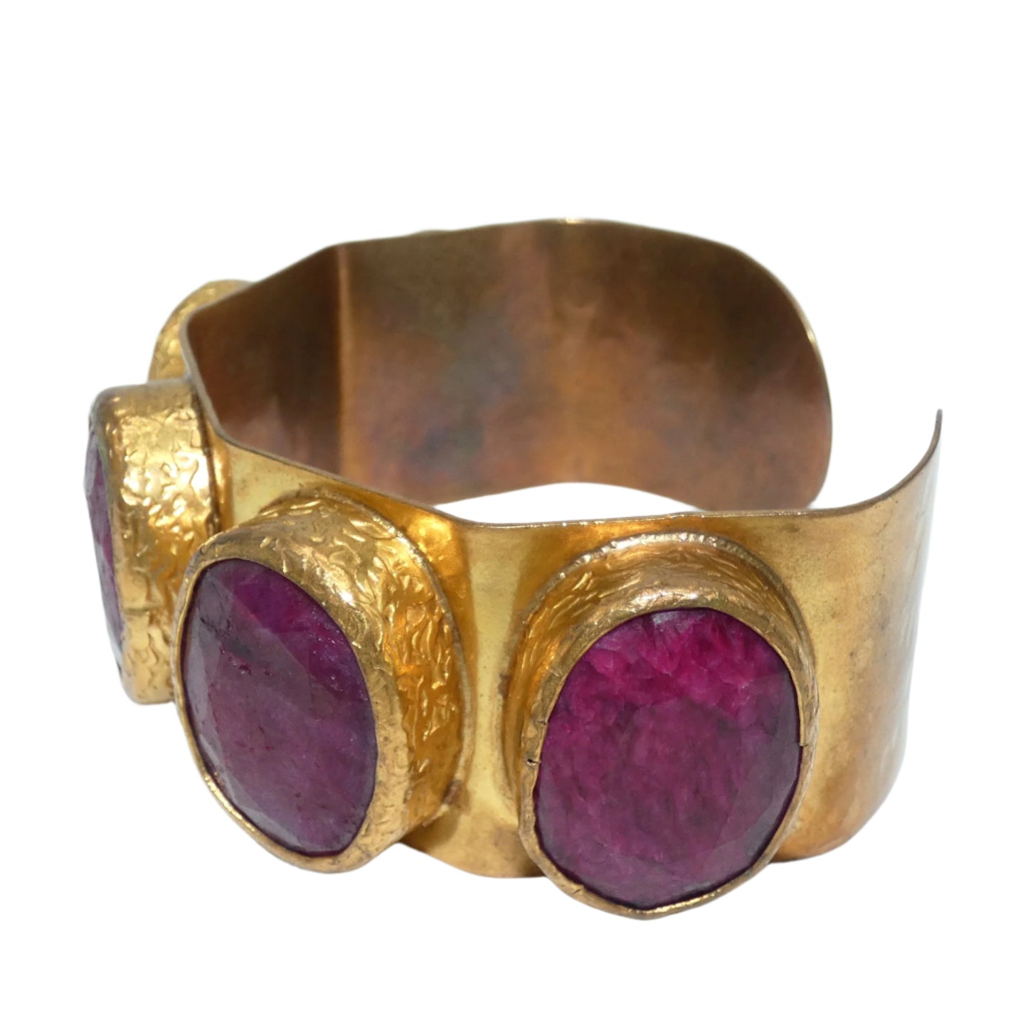 Custom Ruby & Amethyst Brass Cuff