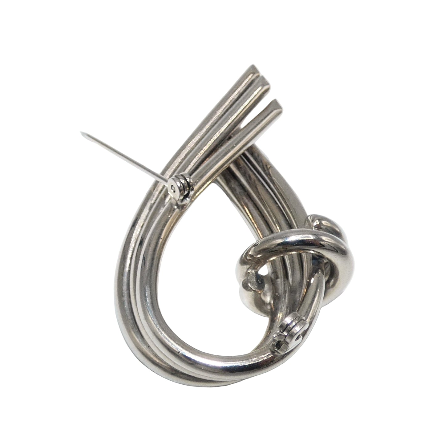 Silver Tone Knot Clip-On Earrings & Pin