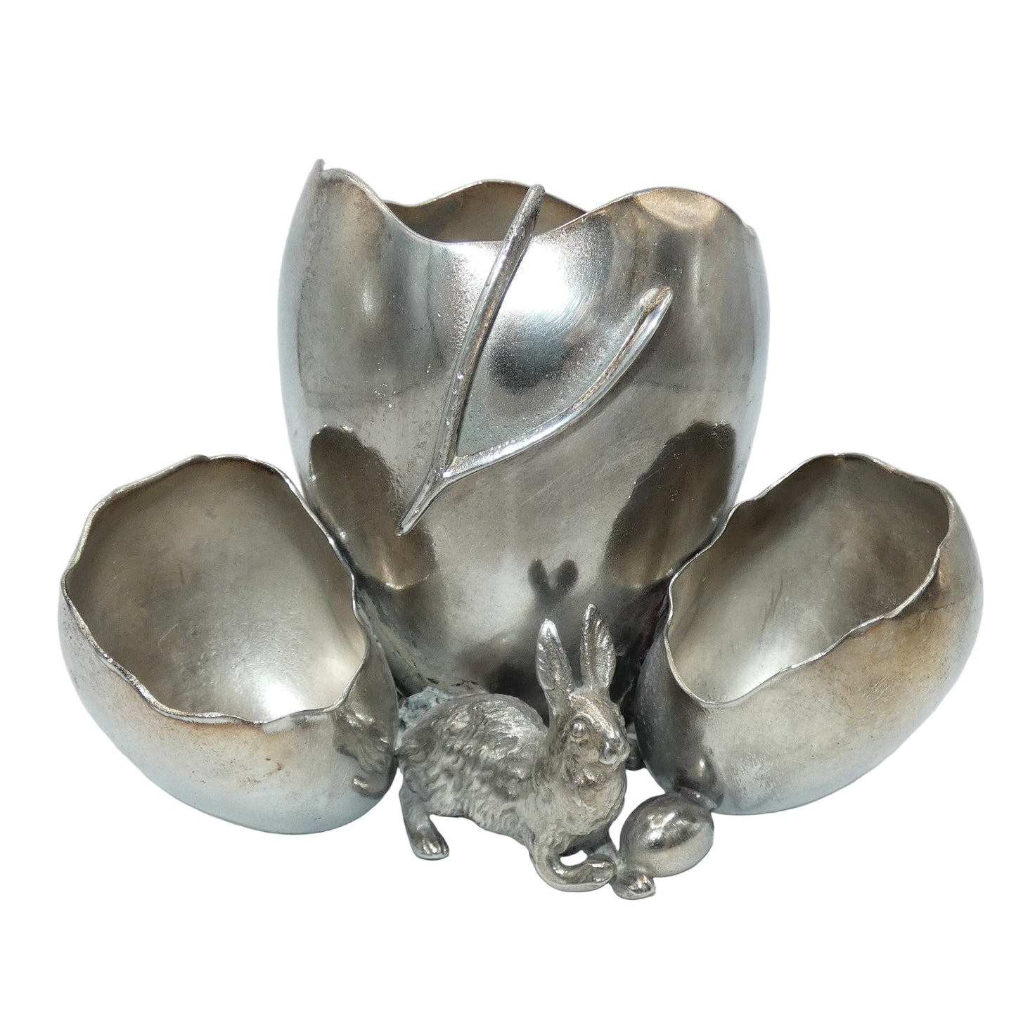 Victor Silverplate Cigarette & Match Holder with Rabbit & Wishbone