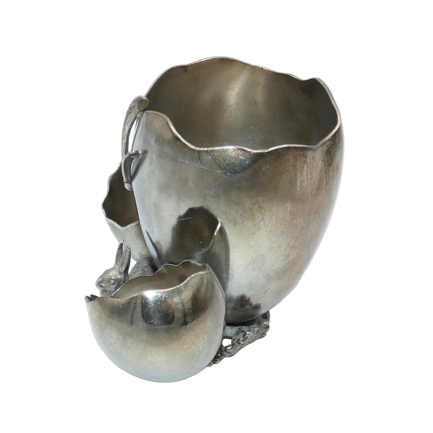 Victor Silverplate Cigarette & Match Holder with Rabbit & Wishbone