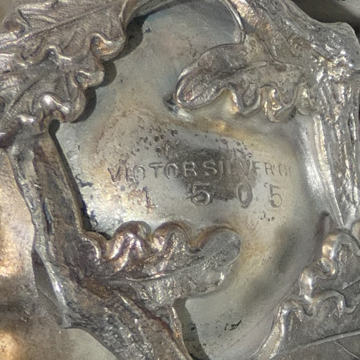 Victor Silverplate Cigarette & Match Holder with Rabbit & Wishbone