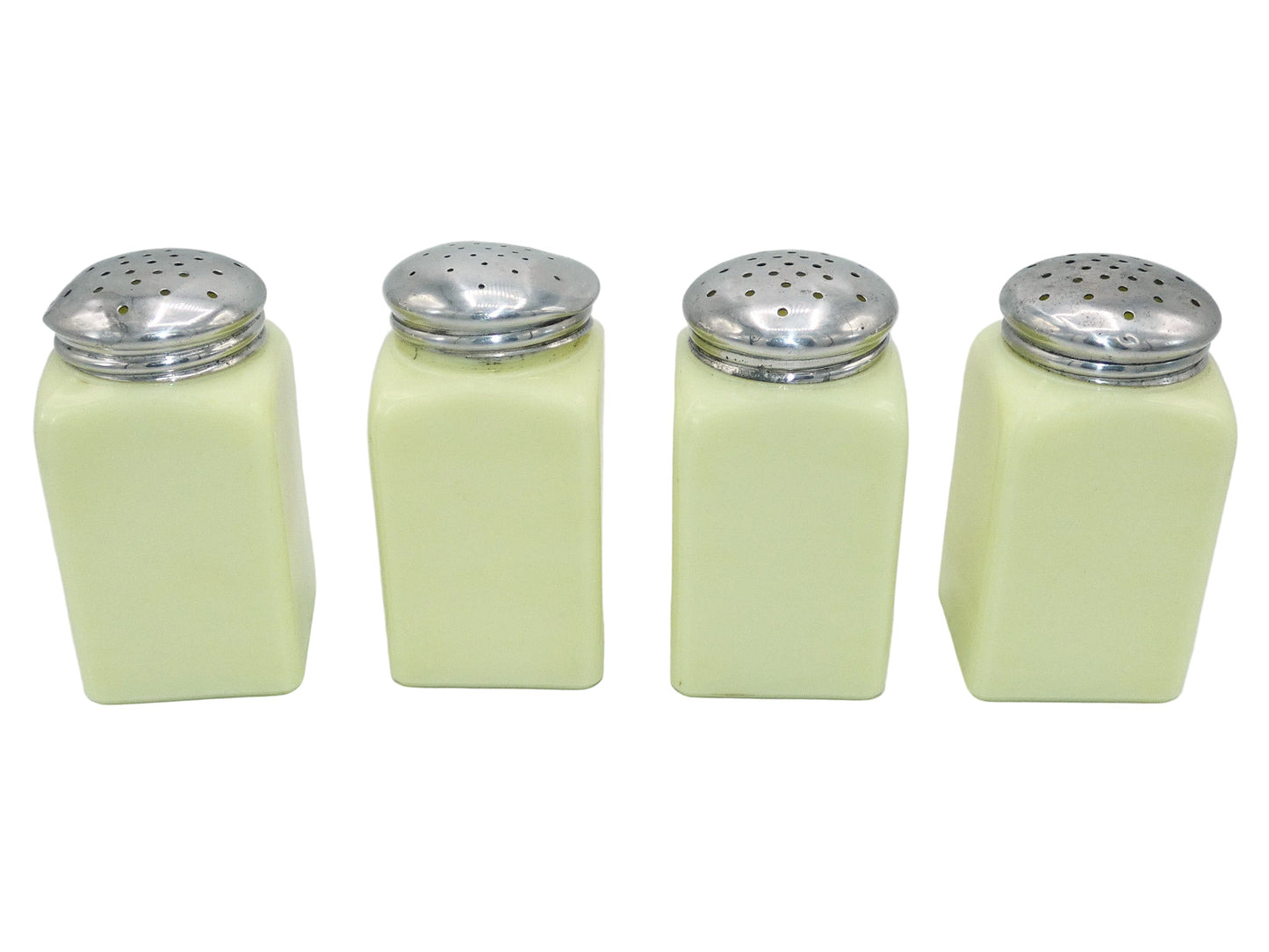 McKee Seville Yellow Uranium Glass 4 Piece Shaker Set