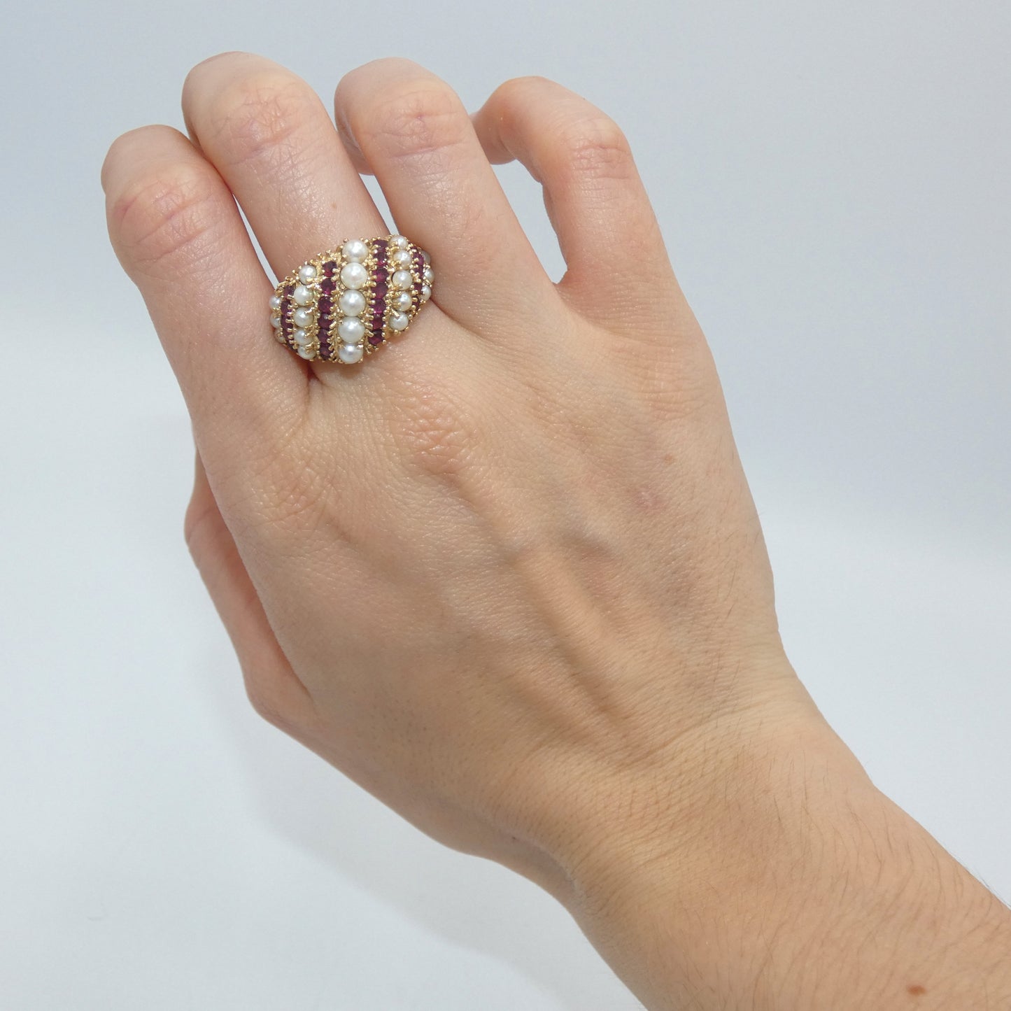 14K Gold Ruby & Pearl RIng