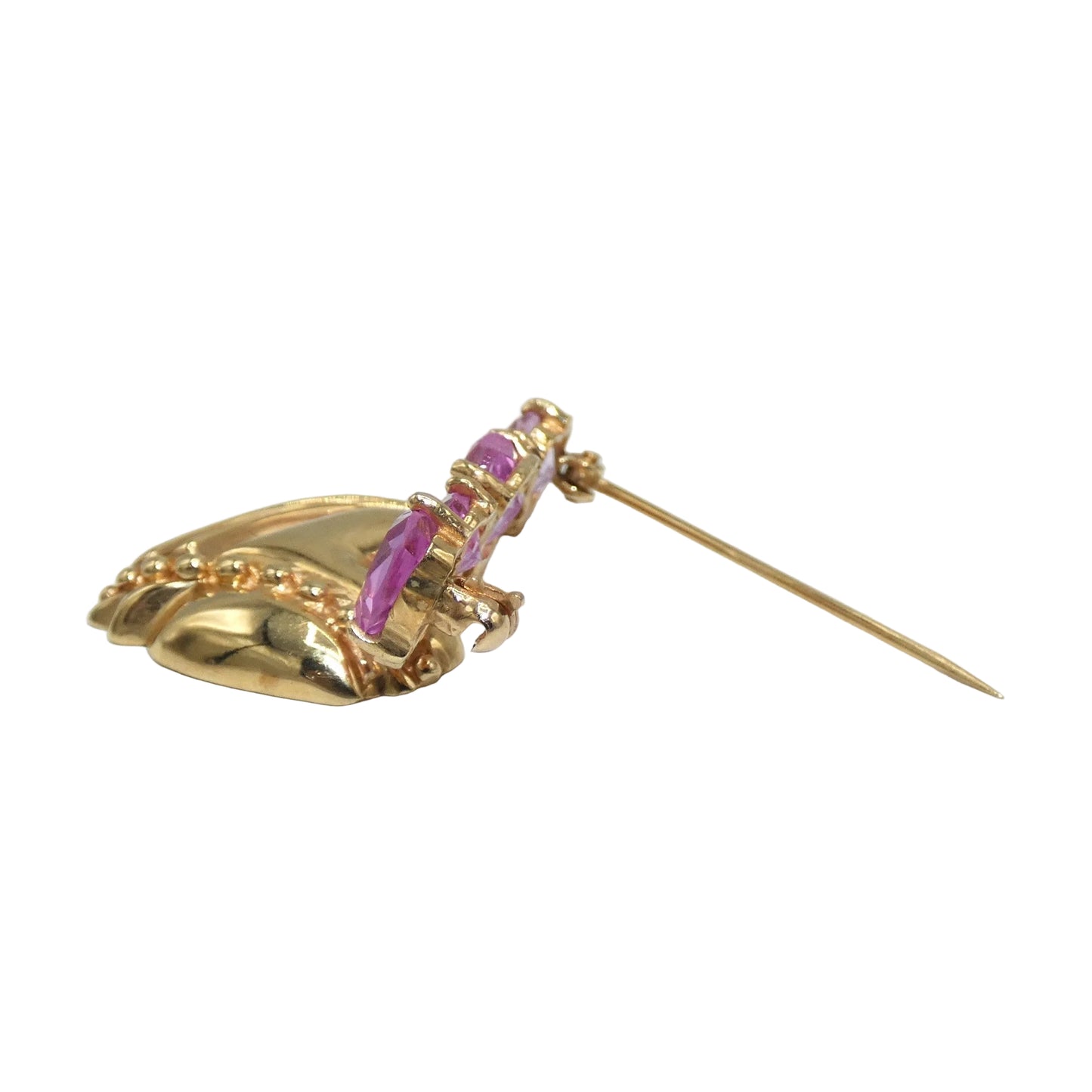 14K Gold Heart Pin with Pink Sapphires