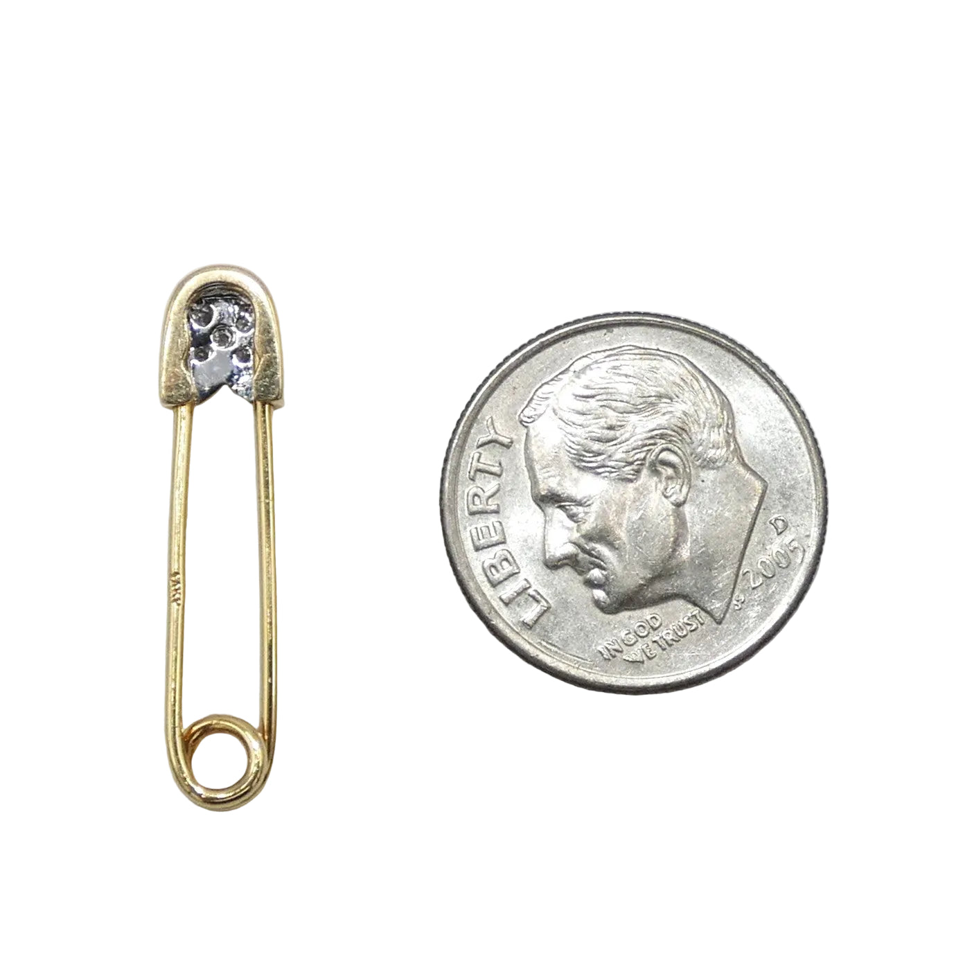14K Gold Safety Pin with Diamonds