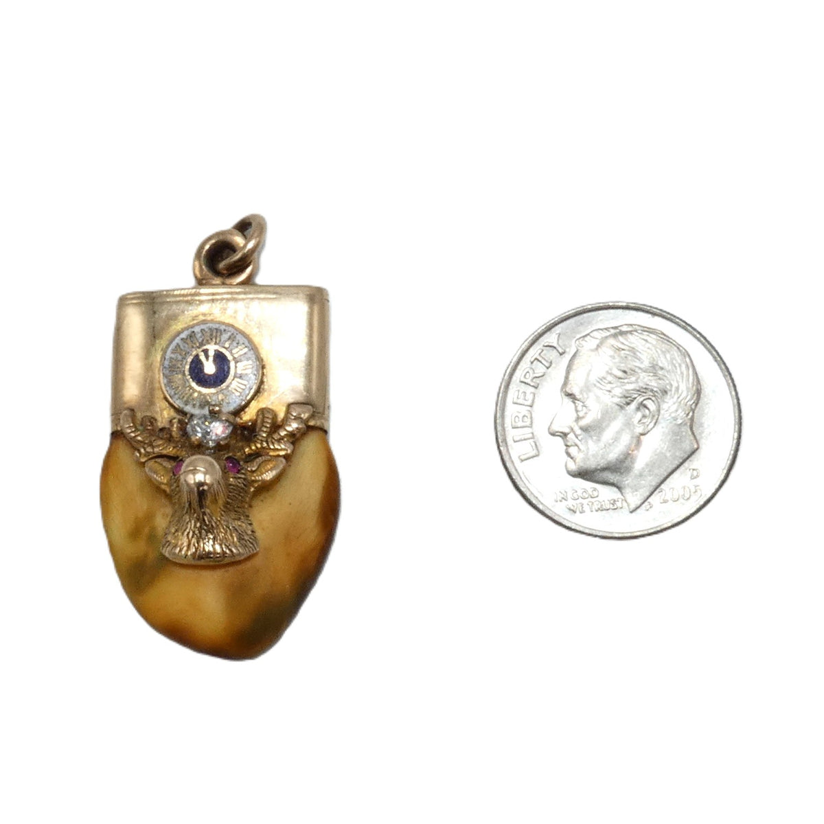Antique 1914 BPOE Elks Tooth 10K Gold Watch Fob - Vaudeville Provenance