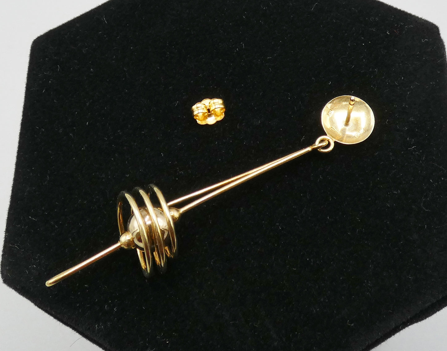 14k Gold long swirl earrings
