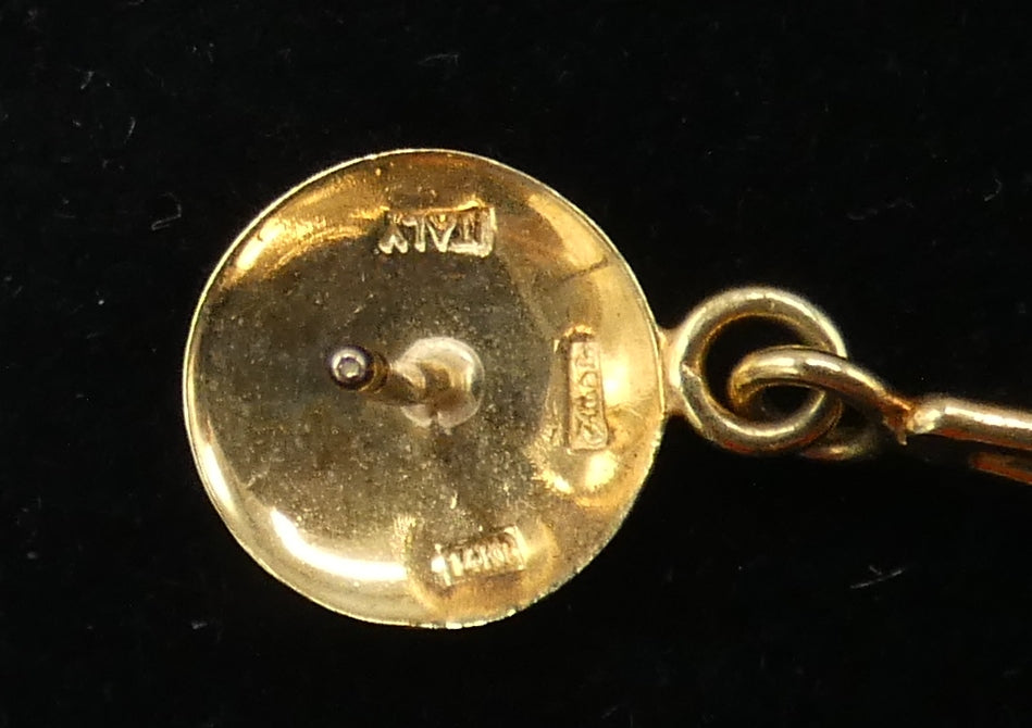 14k Gold long swirl earrings
