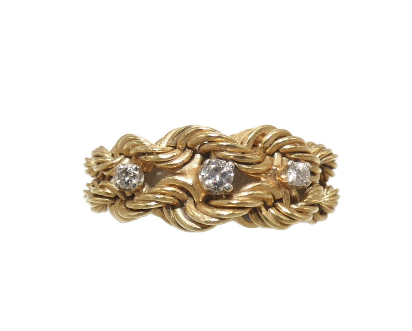 14K Necklace, Earrings, and Ring with Diamonds