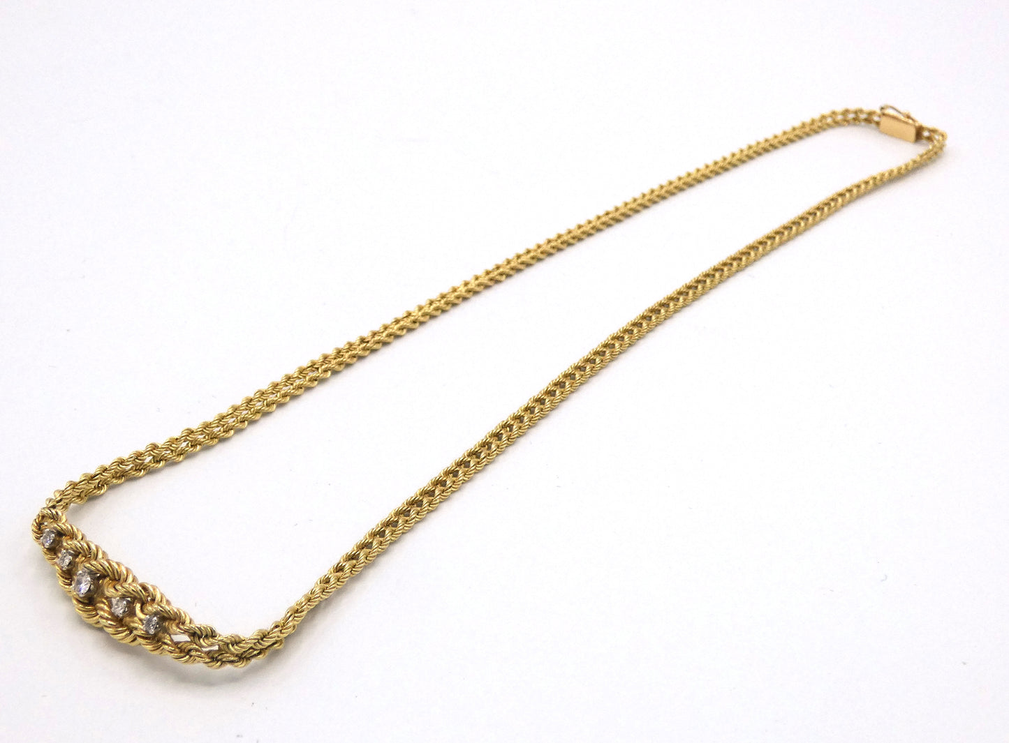 14K Necklace, Earrings, and Ring with Diamonds