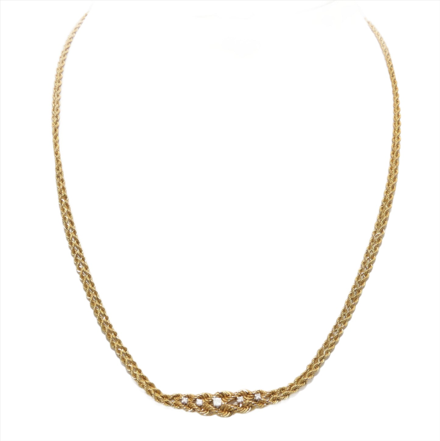 14K Necklace, Earrings, and Ring with Diamonds