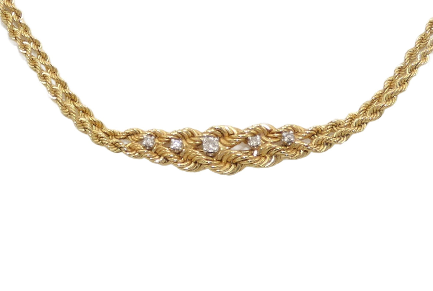 14K Necklace, Earrings, and Ring with Diamonds