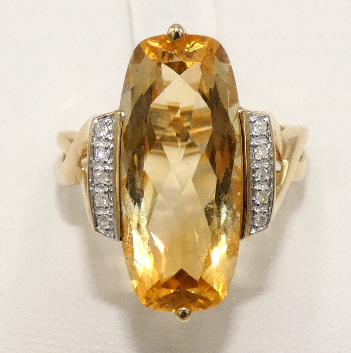 14K Gold Citrine & Diamond Ring