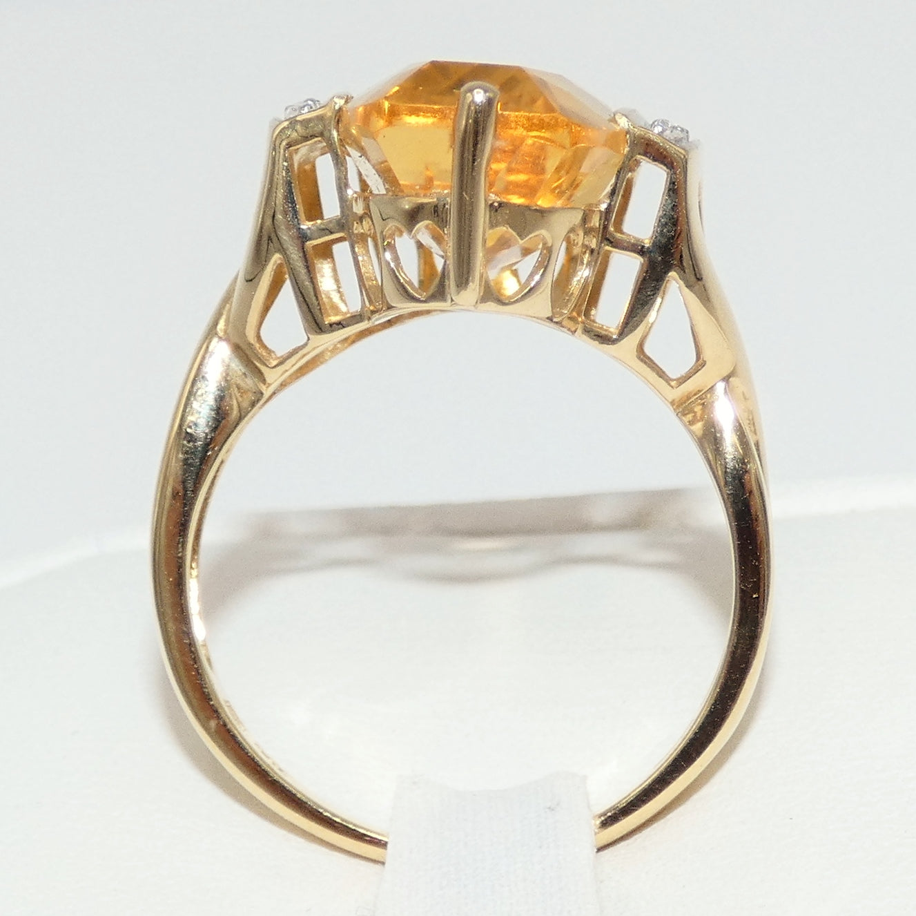 14K Gold Citrine & Diamond Ring