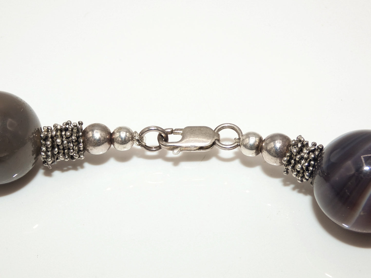 Large Banded Agate & Sterling Necklace