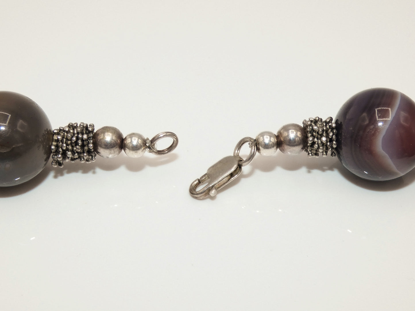 Large Banded Agate & Sterling Necklace