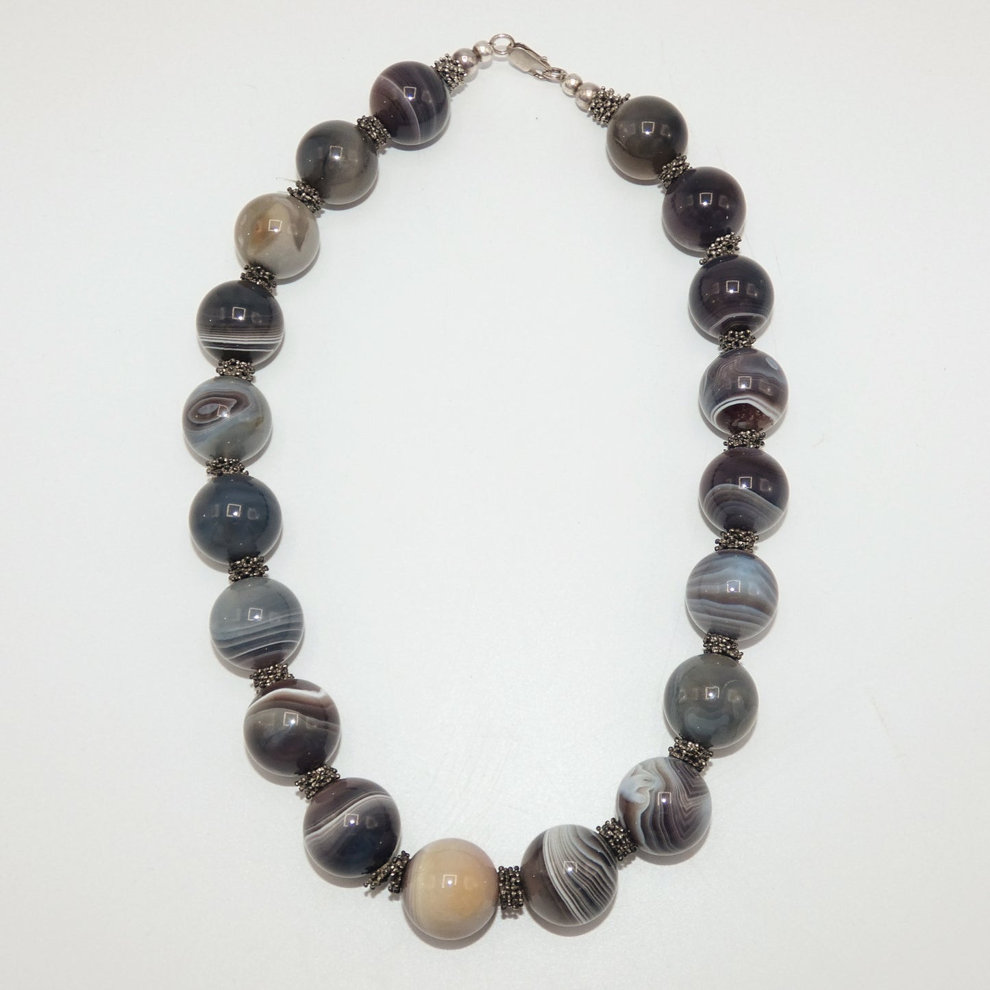 Large Banded Agate & Sterling Necklace