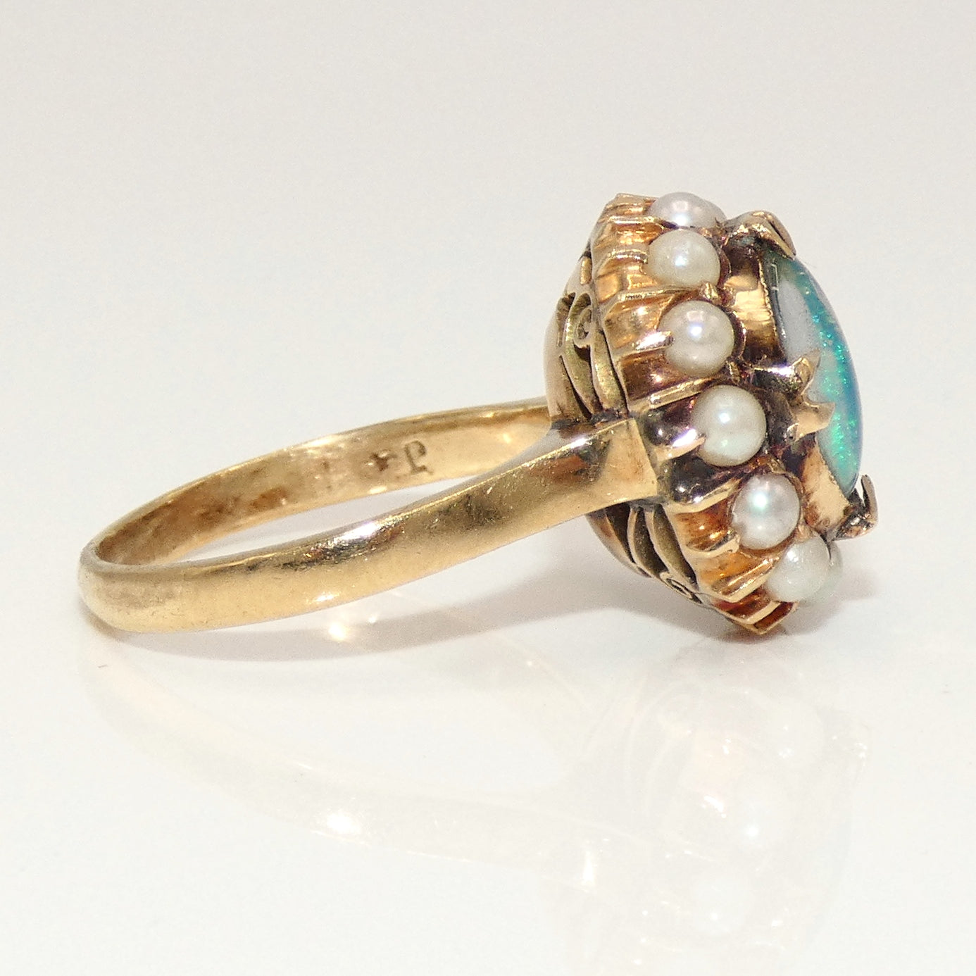 14K Gold Opal & Pearls Ring