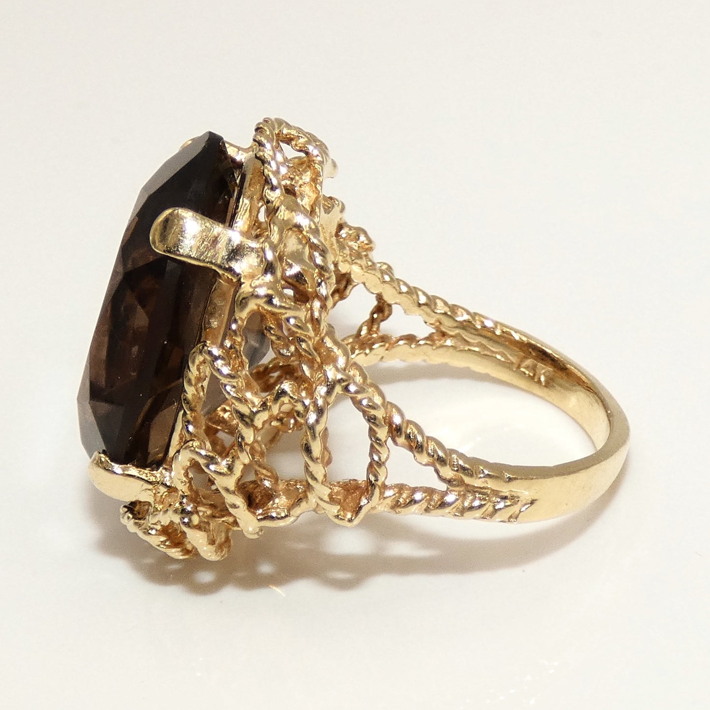 14K Gold Burnt Amethyst Ring