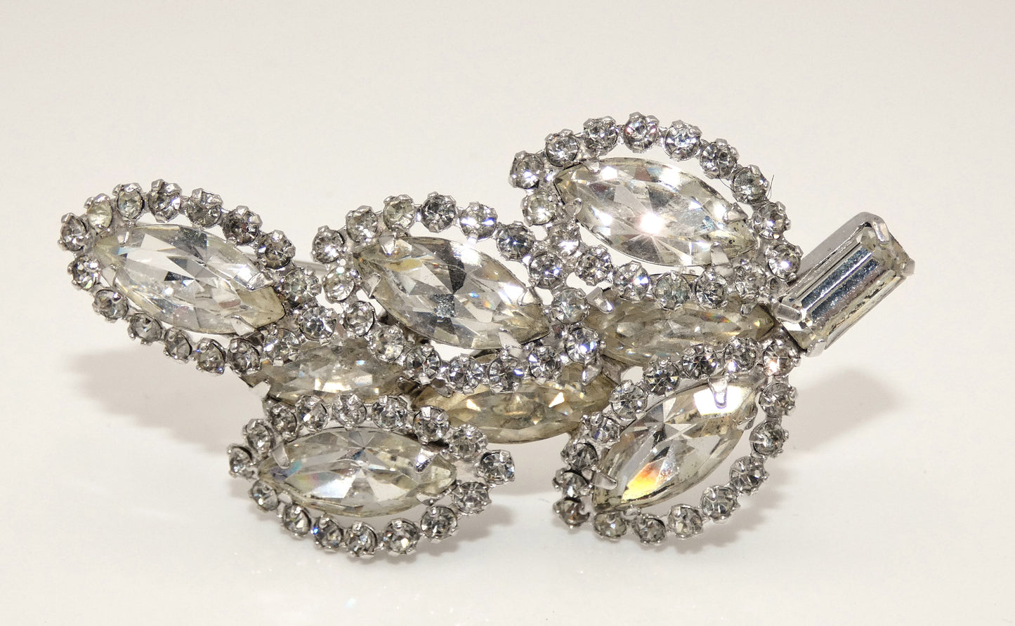 Weiss Leaf Clear Rhinestone Brooch