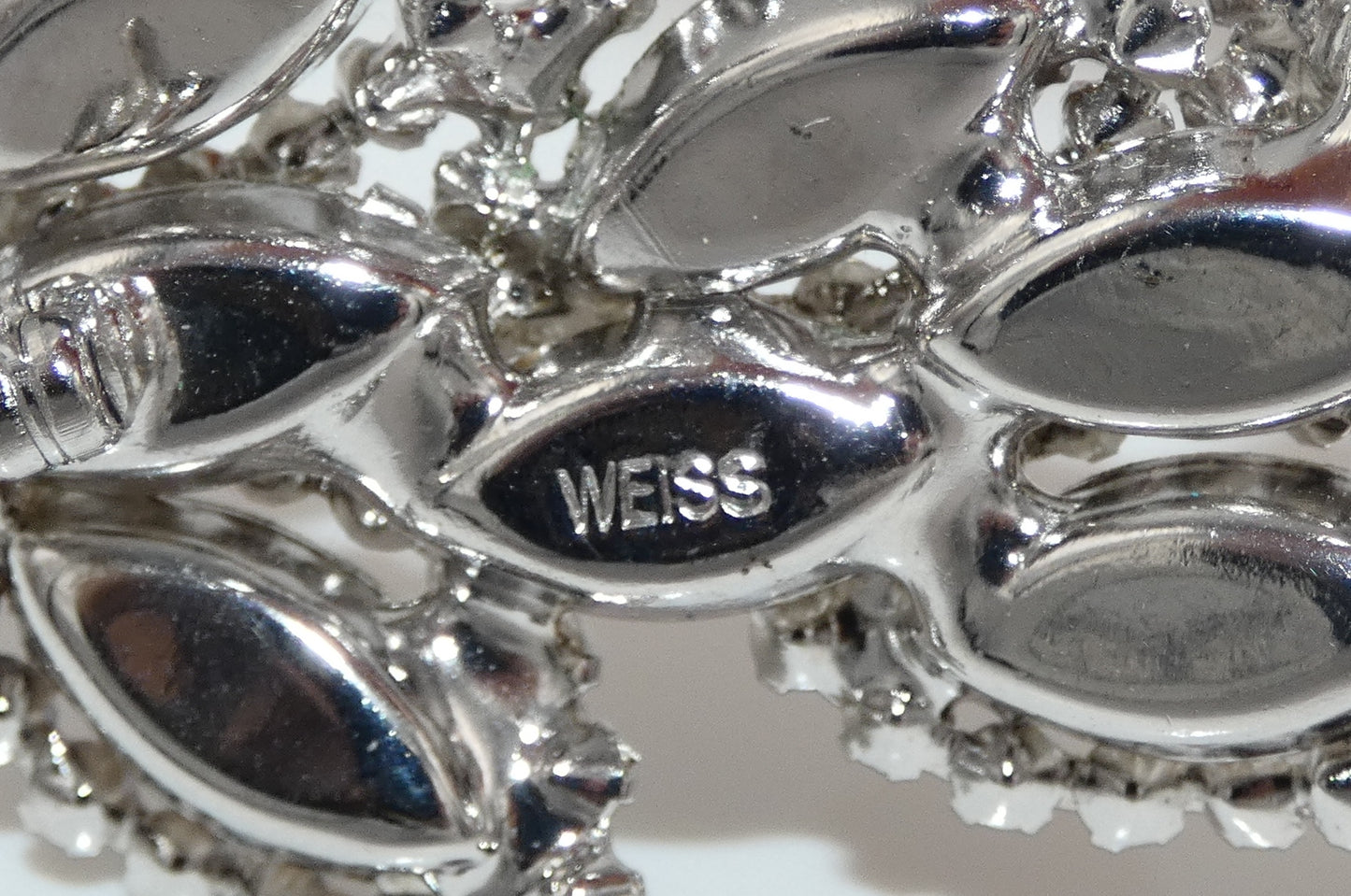 Weiss Leaf Clear Rhinestone Brooch
