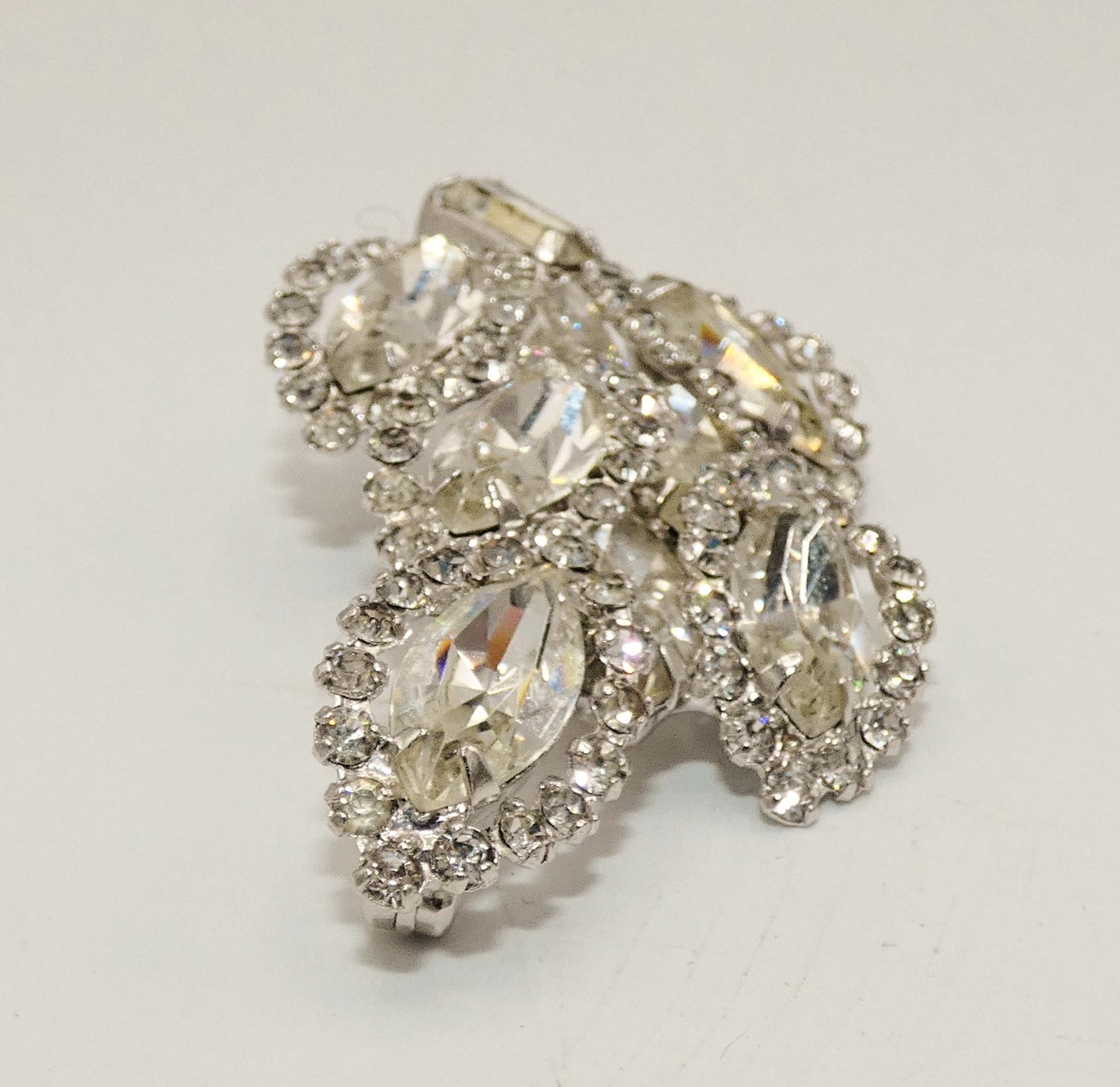 Weiss Leaf Clear Rhinestone Brooch