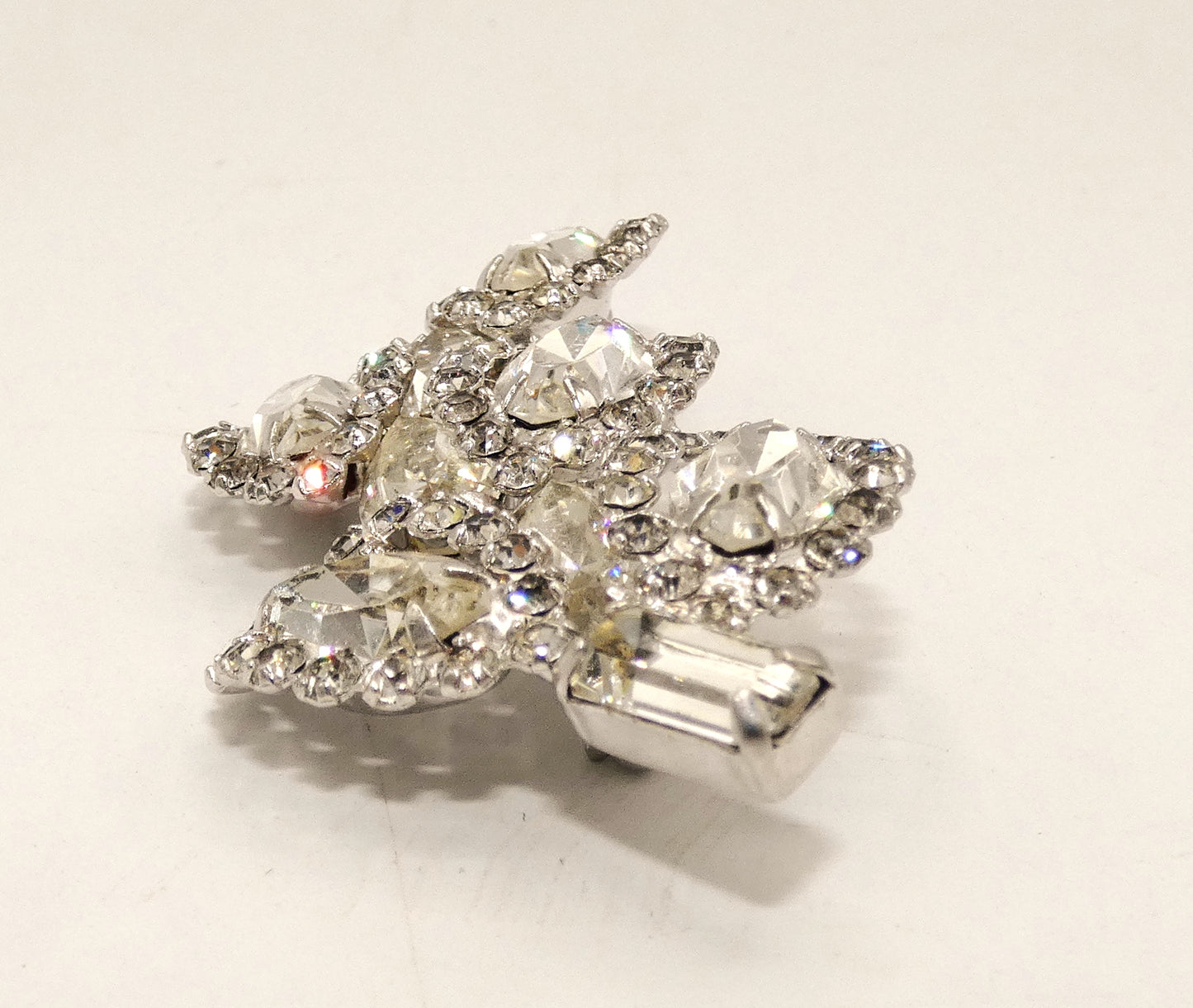 Weiss Leaf Clear Rhinestone Brooch