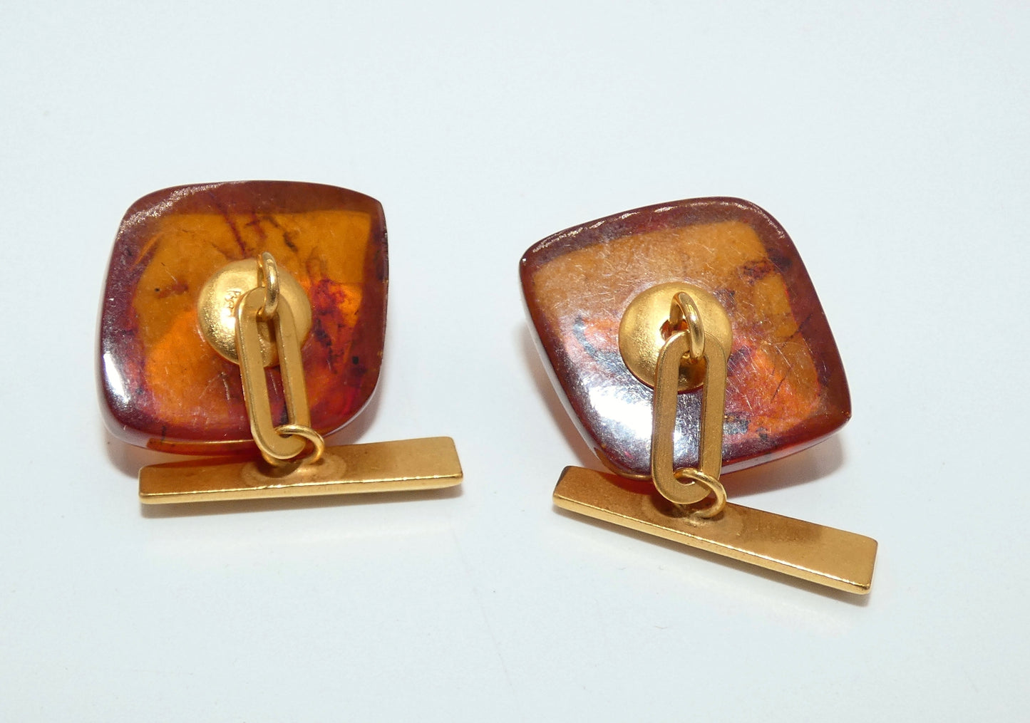 10K Gold Amber Cufflinks