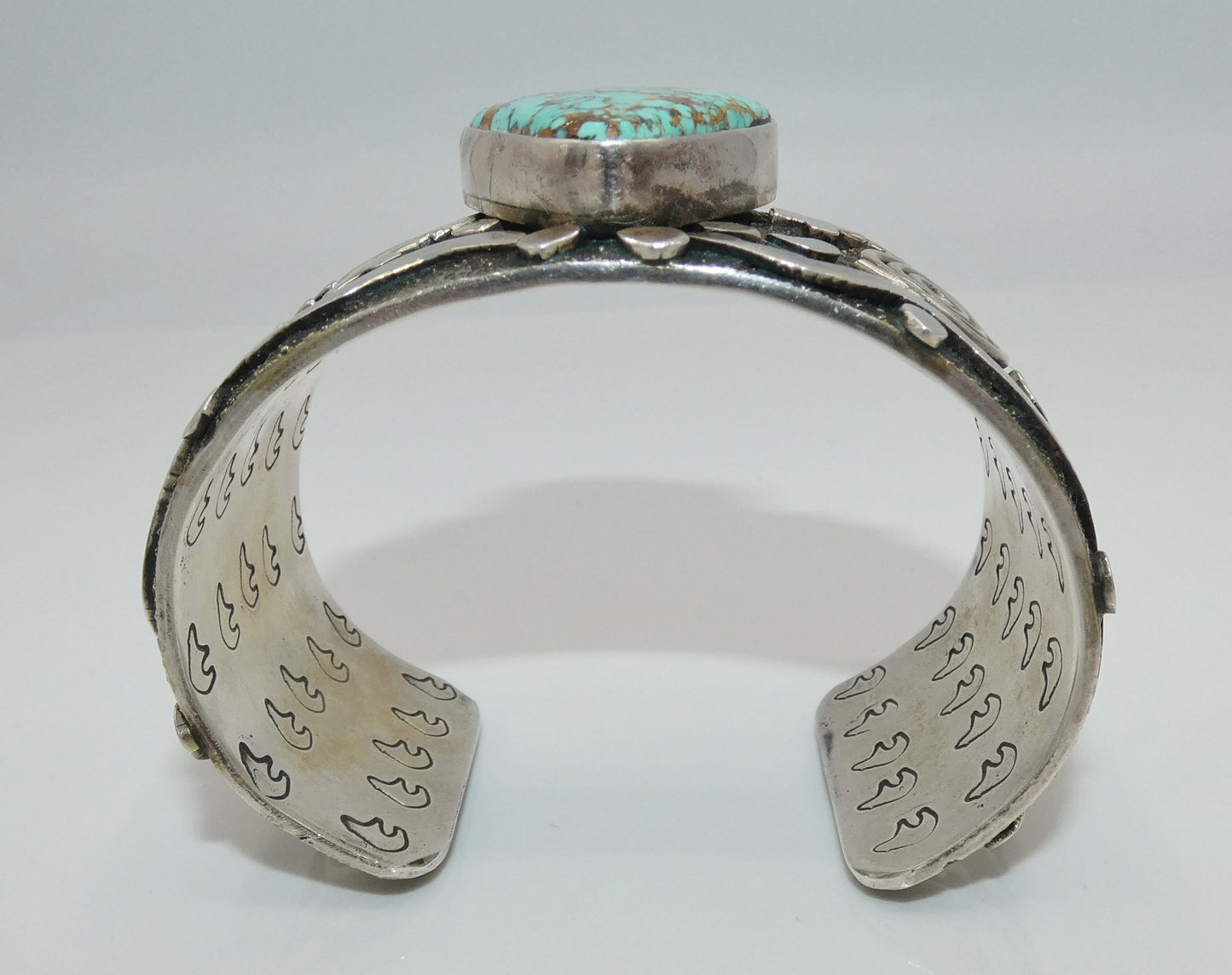 Alex Sanchez Sterling Petroglyph Spider Web Turquoise Bracelet
