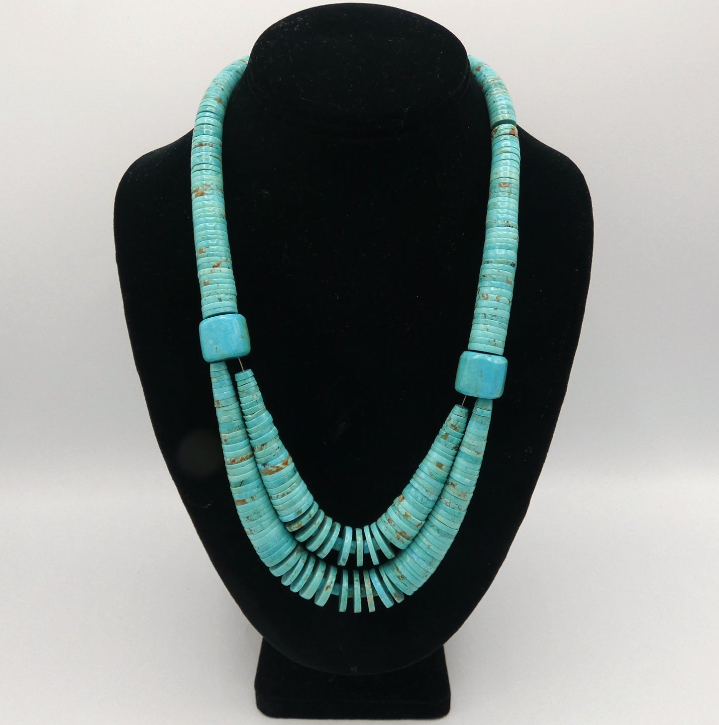 Santa Domingo Heishi Turquoise Double Row Necklace