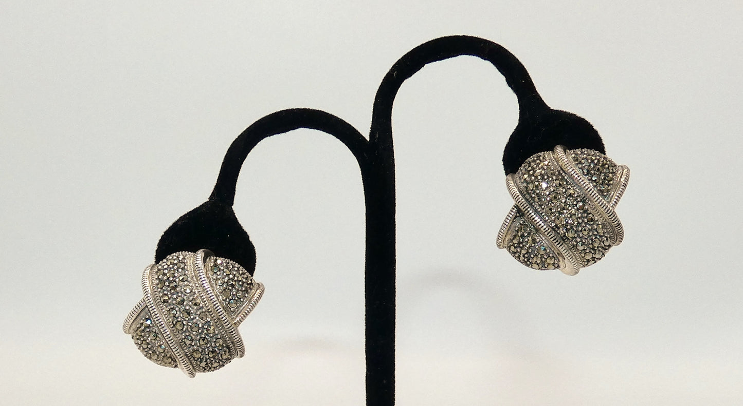 Judith Jack Sterling Earrings &  Pin