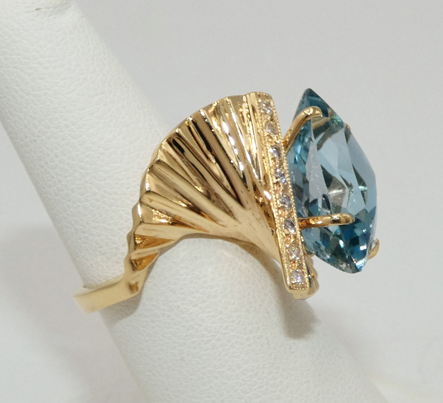14K Gold Topaz & Diamond Statement Ring