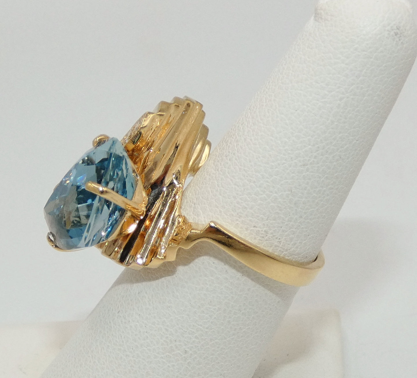 14K Gold Topaz & Diamond Statement Ring
