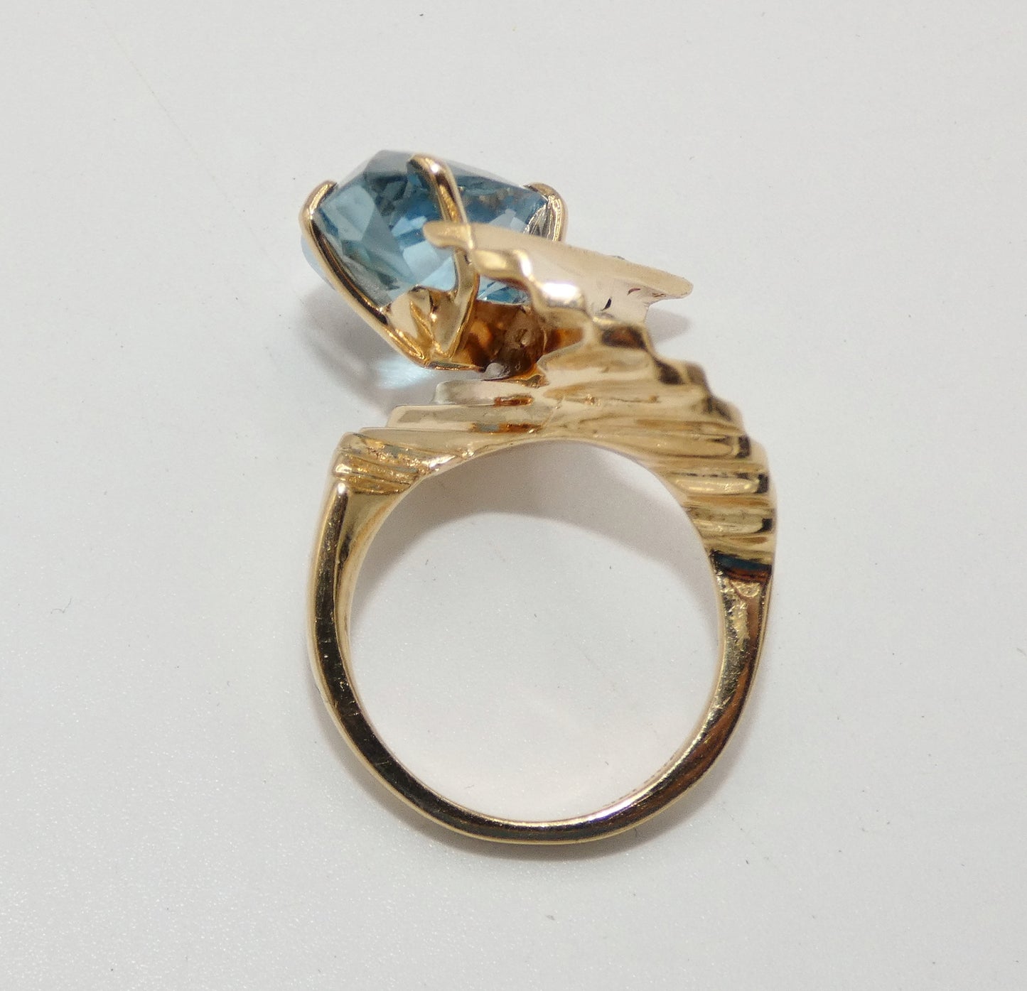 14K Gold Topaz & Diamond Statement Ring