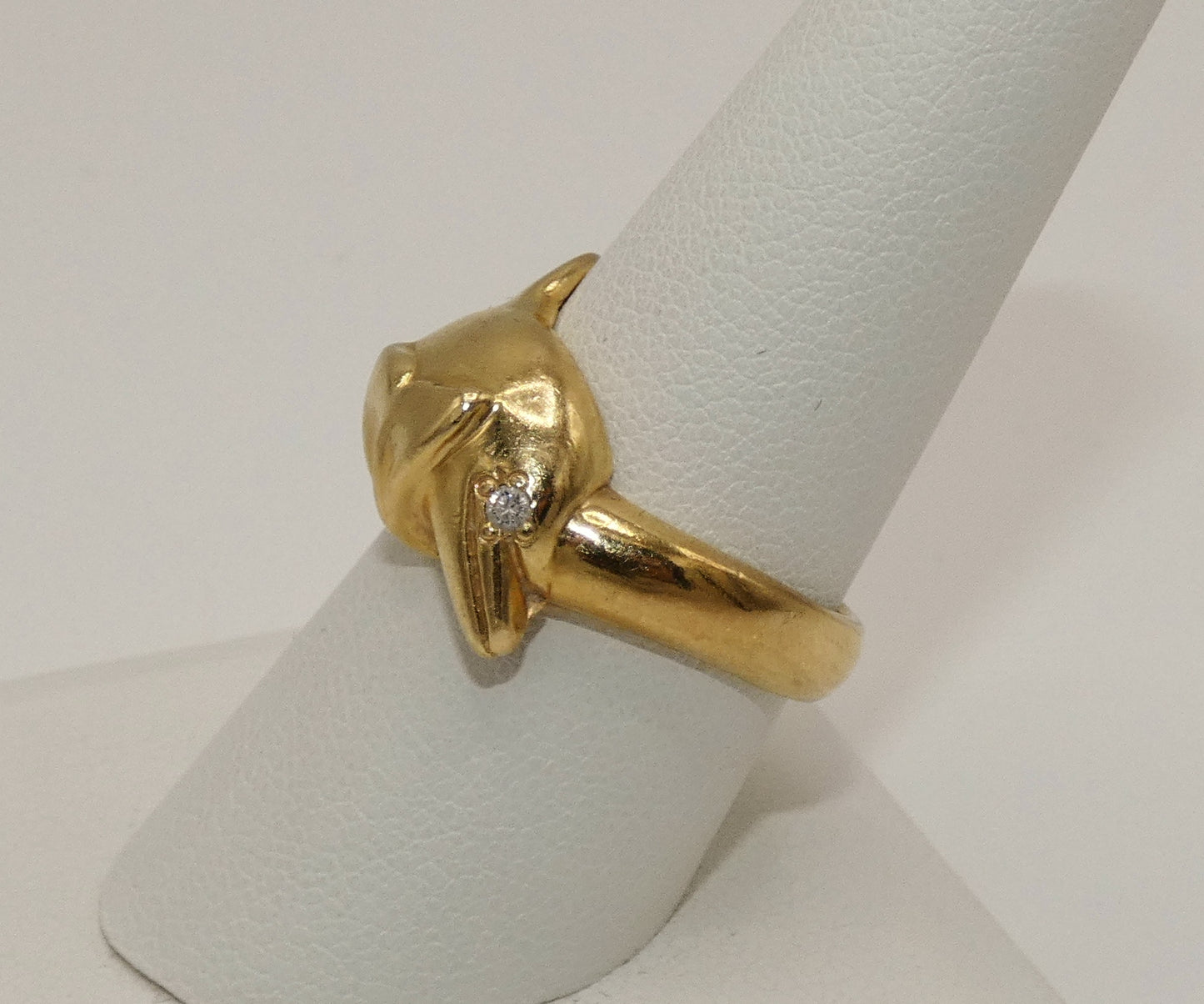 14K Gold Dolphin Ring with Diamond Eye