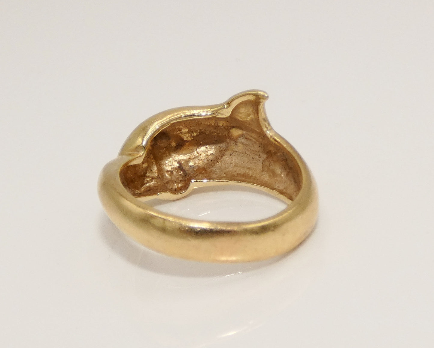 14K Gold Dolphin Ring with Diamond Eye
