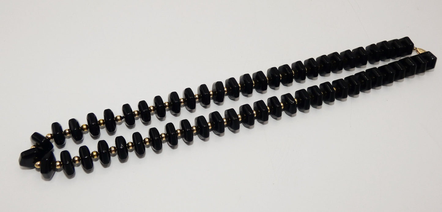 14k Gold & Onyx Bead Necklace