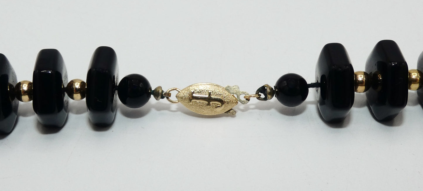 14k Gold & Onyx Bead Necklace