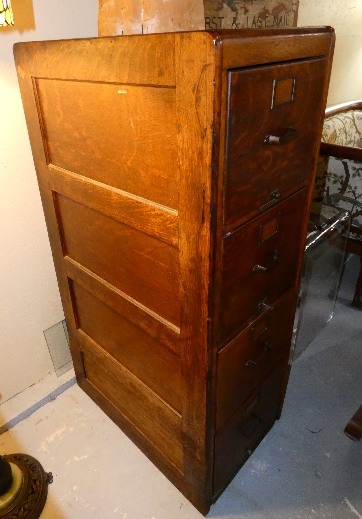 Four Drawer Oak File Cabinet