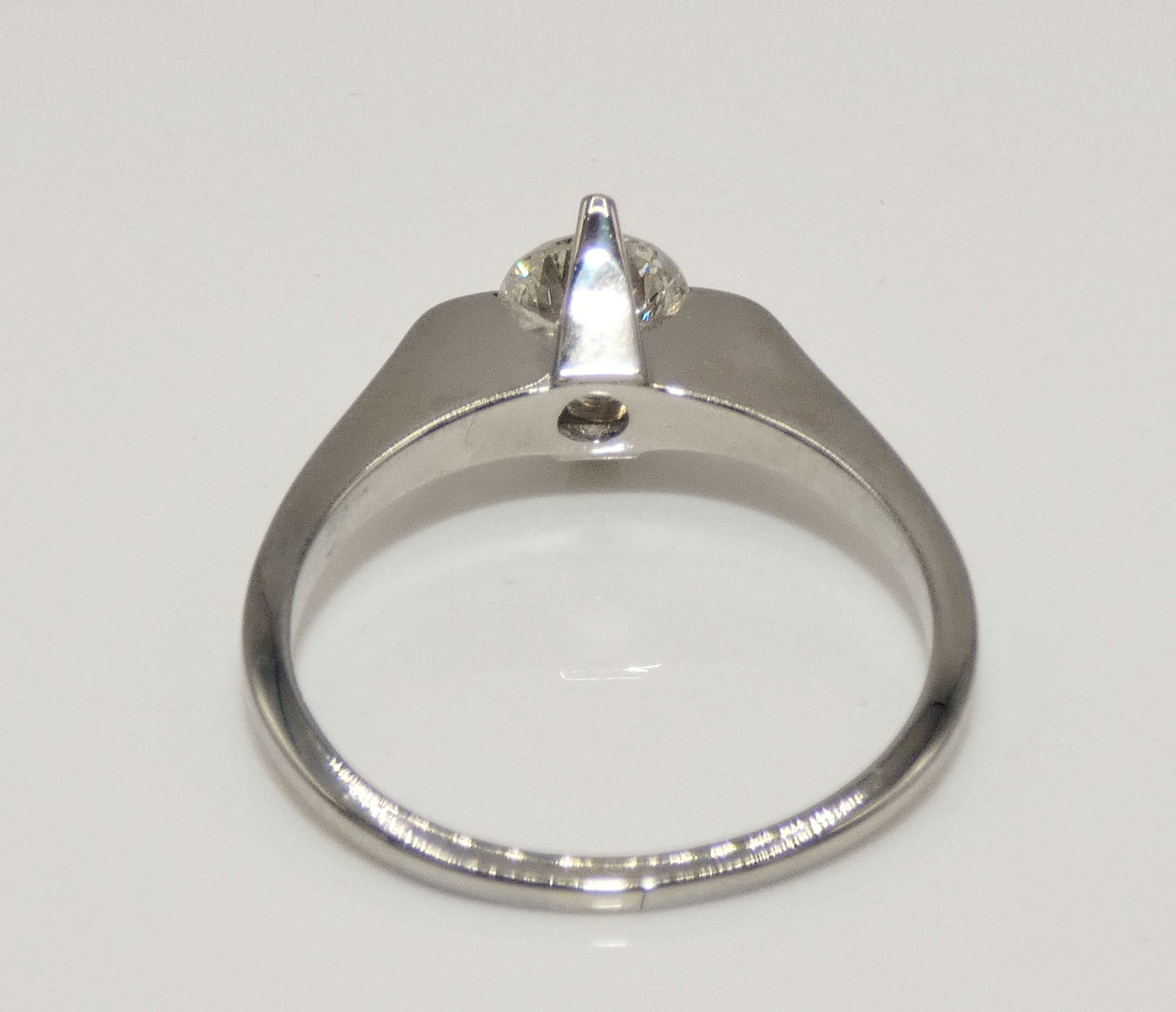 18K White Gold 1/2 C Solitare Mid Century Diamond Ring