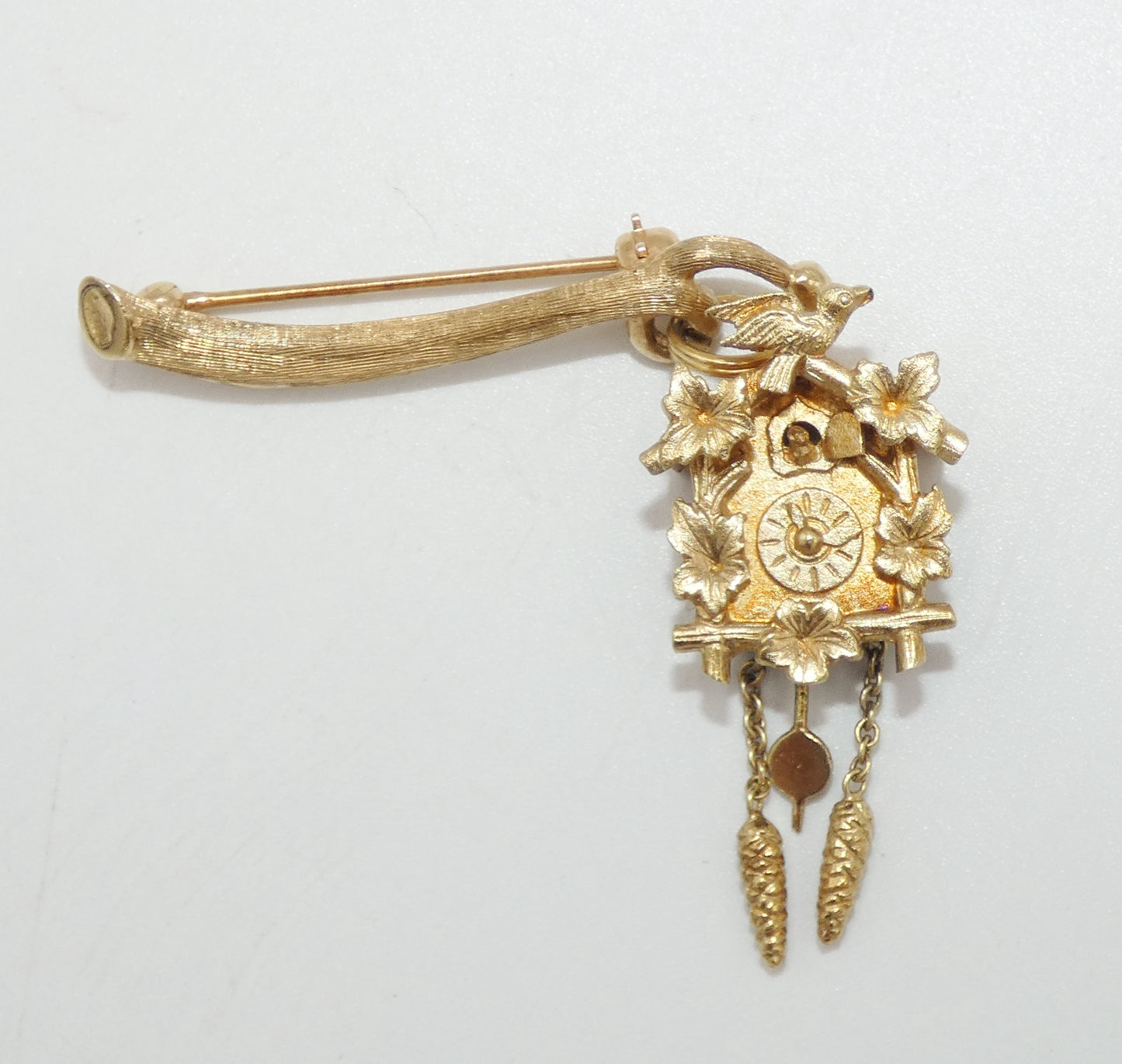 14K Gold Cuckoo Clock Pin Pendant