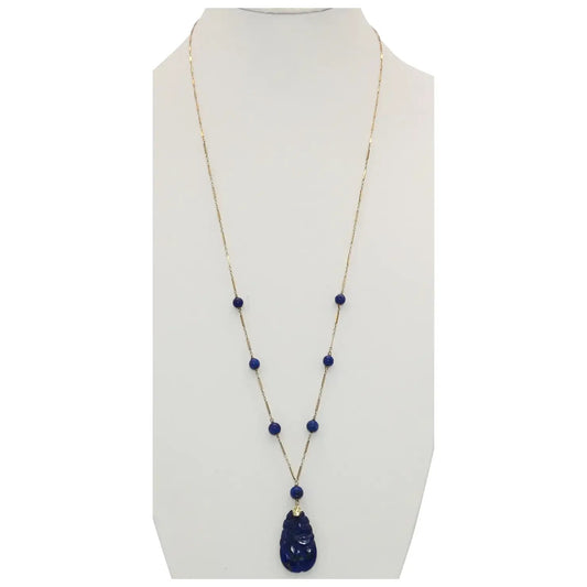 14K Gold Lapis Lazuli Necklace