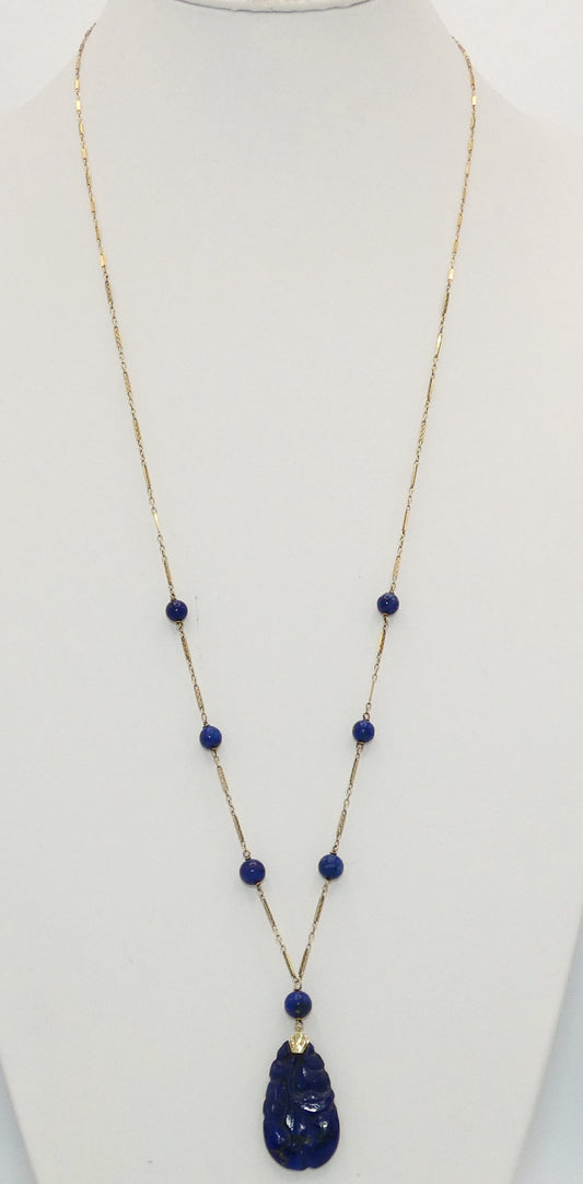 14K Gold Lapis Lazuli Necklace